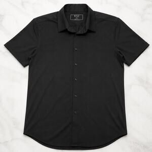 Bylt premium basics mens short sleeve black shirt, size exclusive fit, medium